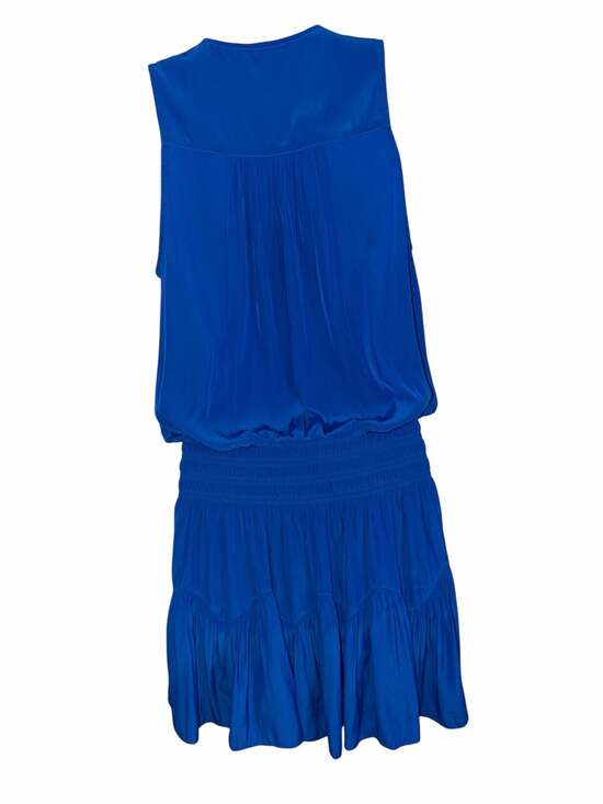 Ramy Brook Tech Perry Dress Cobalt Blue Sleeveless Ruffle Mini Medium - Picture 6 of 11